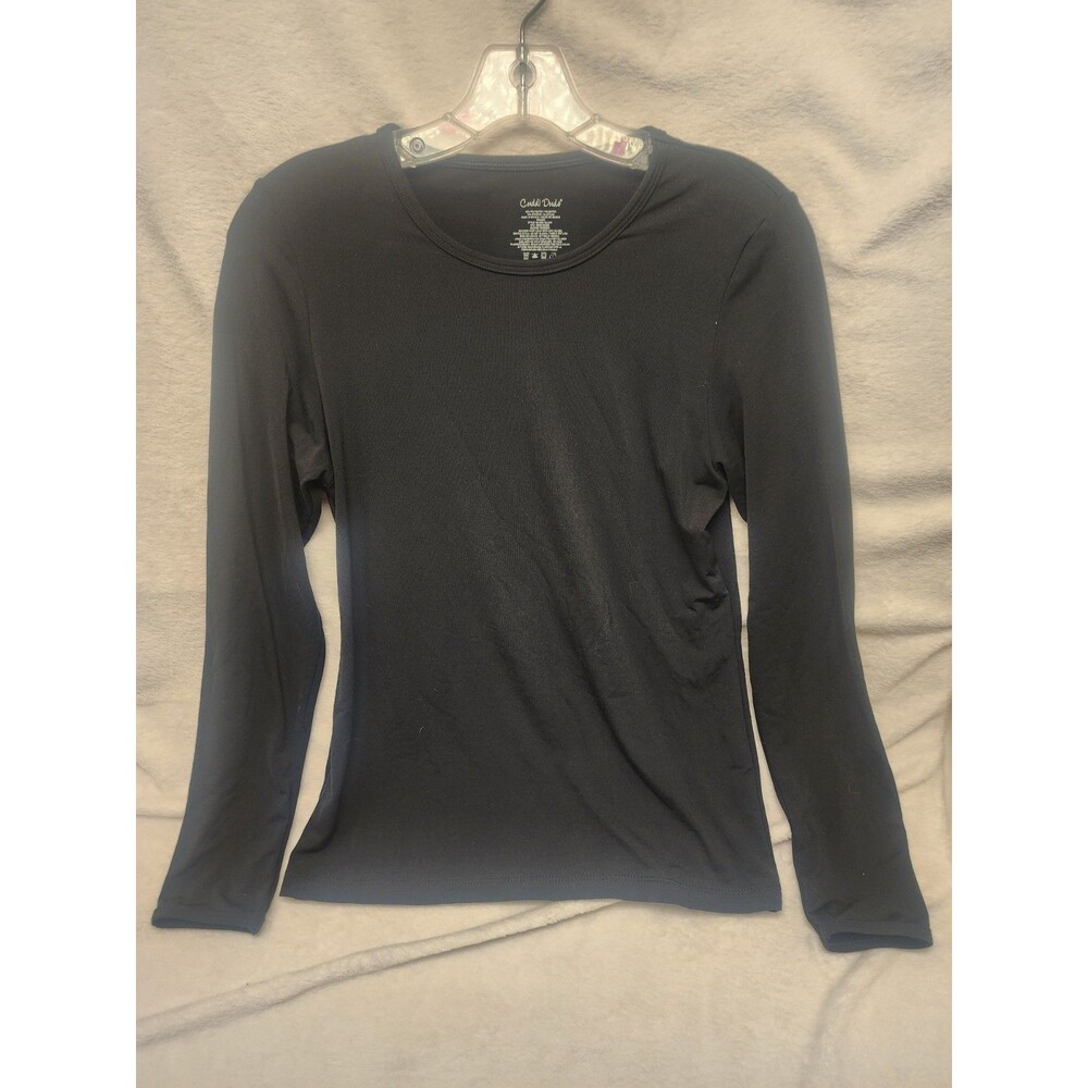 Black Cuddl Duds Layers Cozy Stretch Crew Top Women M